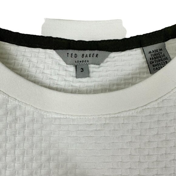 Ted Baker‎ Men's White Basketweave Crewneck Shirt Size 3 - Picture 3 of 11